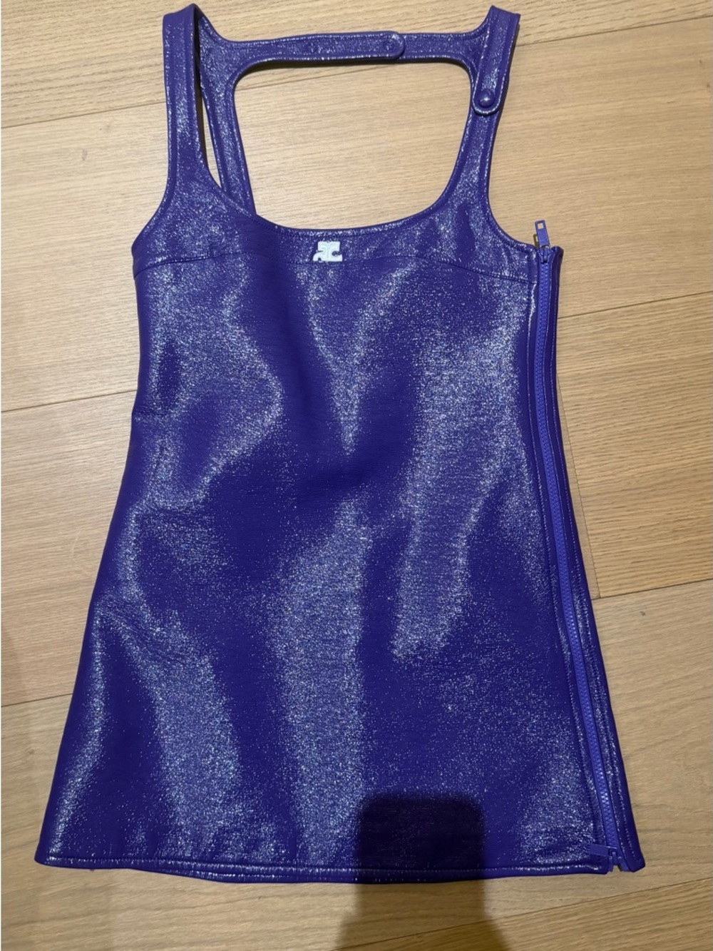 Purple Shimmer Mini Dress with Side Zip